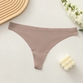 Seamless large size mauve thong for women with smooth elastic fabric in a natural setting - Light Coffee