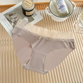 Mutandine in seta di ghiaccio senza cuciture rosa polvere con pizzo floreale donna - Caffè Chiaro