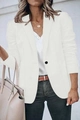 Detailed close-up of a white single-button blazer with classic lapels and a slim fit cut - S / Tops / White