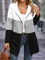 Damen Kapuzenjacke mit langen Ärmeln im modischen weiß-grau-schwarz Farblock-Design - S / Oberteile / Weiß