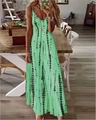 Vestido largo de verano para mujer con estampado tie-dye vertical verde y negro - S / Verde
