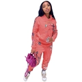 Korallenorangefarbener Streetwear-Trainingsanzug mit Graffiti-Print Hoodie und Jogger - Orange