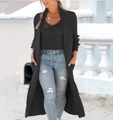Women's 2-piece black knit cardigan and V-neck tank top set in casual outdoor style - S / Set / Black