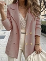Kurze strukturierte hellrosa Strickjacke für Damen mit eleganten Goldknöpfen - Rosa