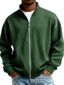 Sudadera de pana verde oscuro con cuello alto y cremallera para hombre - S / Verde