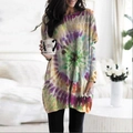 Oversized tie-dye hoodie jurk voor dames met spiraalprint en handige zijzakken - S / Lichtgroen Tie-dye