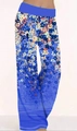 Damen Yoga-Hose mit weitem Bein, blauem Farbverlauf und Blumenmuster-Design - S / Blau