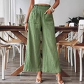 Pantaloni a gamba larga a vita alta verde salvia con pieghe e grandi tasche - S / Verde Matcha