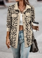 Giacca da donna in velluto a coste con stampa leopardata e tasche sul petto - Taglia S / Top / Albicocca