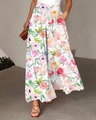 Detailansicht der weiten Blumenhose mit Kordelzug am Bund und praktischen Seitentaschen - 3XL / Mehrfarbig 2