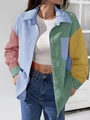 Chemise en velours côtelé patchwork rose, bleu et vert à manches longues et coupe ample - 3XL / Multicolore 2