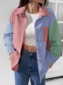 Chemise femme en velours côtelé multicolore avec poche rose et manches longues - 3XL / Couleur Mixte 3