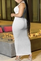 Sexyes ärmelloses figurbetontes Maxikleid in Melange-Grau mit Rundhalsausschnitt - 3XL / Grau