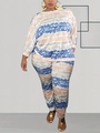 Dettaglio della tuta sportiva da donna taglie forti con strisce tie-dye blu e arancioni - XL / Stile Tie Dye Blu (TB5789)