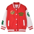 Retro red and white varsity jacket with MOMENT 1998 patches and contrast sleeves - 1XL / Red
