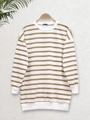 Felpa oversize da donna a girocollo con classiche strisce marroni e bianche - XL / A Righe Marroni e Bianche