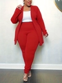 Detail van een rood driedelig pak in grote maten met vest en lange broek - 3XL / Rood