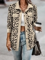 Giacca chic in velluto a coste leopardata con bottoni e tasche per un look autunnale trendy - S / Albicocca