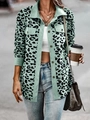 Women's mint green leopard print corduroy jacket with front pockets and buttons - Mint Green