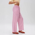Pantalon large à rayures roses et blanches, taille haute avec cordon de serrage - S / Rose