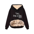 Sweat à capuche noir surdimensionné avec doublure polaire et texte 'Yes, I'm cold' - 1XL / Noir