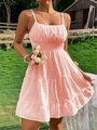 Abito rosa a pois svizzeri con gonna a balze e schiena scoperta per look estivo - Rosa