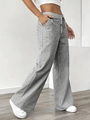 Women's high-waisted striped wide-leg pants with drawstring and loose straight-leg fit - S / Bottoms / Black