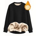 Sudadera negra de mujer con forro de felpa beige cálido y detalle de bajo elástico - 1XL / Negro