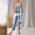 Deep grey and white tie-dye sleeveless jumpsuit with V-neck and deep side pockets - 1XL / Gray