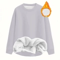 Lichtgrijs damessweatshirt met warme fleecevoering en klassieke ronde halslijn - 1XL / Lichtgrijs