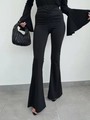 Damen Set aus Schlaghose mit hoher Taille und Oberteil mit Glockenärmeln in Schwarz - S / Schwarz