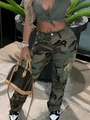 Women's streetwear camouflage cargo pants with multi-pockets and high-waist straight fit - S / Bottoms / Camouflage