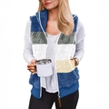 Gilet en polaire sherpa pour femmes avec col montant et fermeture éclair en color-block - S / Bleu