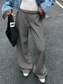 Women's vintage wide-leg sweatpants in dark grey with drawstring and relaxed fit - Dark Gray