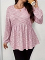 Dettaglio del tessuto a nido d'ape tie-dye rosa sulla maglia a maniche lunghe peplum - 1XL / Rosa