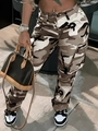 Women street style camouflage cargo pants with multiple side pockets and high waist fit - S / Bottoms / White Camouflage