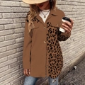 Veste cardigan en velours côtelé imprimé léopard pour femme avec design patchwork et boutons - S / Marron