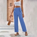 Détail du pantalon large bleu ciel à taille haute avec cordon de serrage latéral - 3XL / Bleu clair
