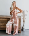 Summer halter tie-dye jumpsuit with wide-leg design and thin straps for beach vacation - S / Pink
