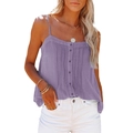 Débardeur violet à boutons avec plis verticaux et col carré pour femme en été - S / Mauve Clair