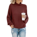 Detalle de jersey de punto grueso granate con puños acanalados y textura de cuello alto - S / Tops / Rojo Vino Oscuro