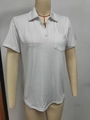 Close-up of white long-sleeved polo shirt with a V-neck collar and chest pocket detail - 2XL / White Short Sleeve
