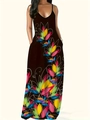Détail d'une robe longue d'été avec imprimés floraux vifs et poches latérales - S / Lotus Noir