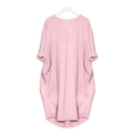 Robe rose pâle à manches longues coupe ample avec col rond et grandes poches - S / Rose