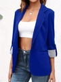 Detail of royal blue blazer showing striped cuff lining and single-breasted lapel design - 1XL / Royal Blue