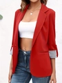 Detail of red blazer with striped cuff lining and notch lapel for casual fashion - 1XL / Red