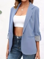 Detail of blue blazer featuring striped cuff lining and tailored lapel collar design - 1XL / Sky Blue