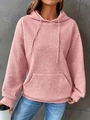 Rosafarbener Waffelstrick-Hoodie für Damen mit 3D-Struktur, Kordelzug und Kängurutasche - S / Rosa