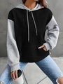 Sweat à capuche femme noir et gris en maille gaufrée avec poche kangourou pratique - 3XL / Noir et Gris