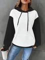 Sweat à capuche bicolore pour femme avec panneau blanc texturé et manches noires - 3XL / Ivoire